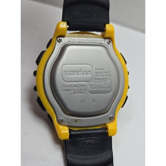 Timex Ironman Triathlon Flix Digital Yellow Black 100M Indiglo New Battery Watch - Picture 10 of 11